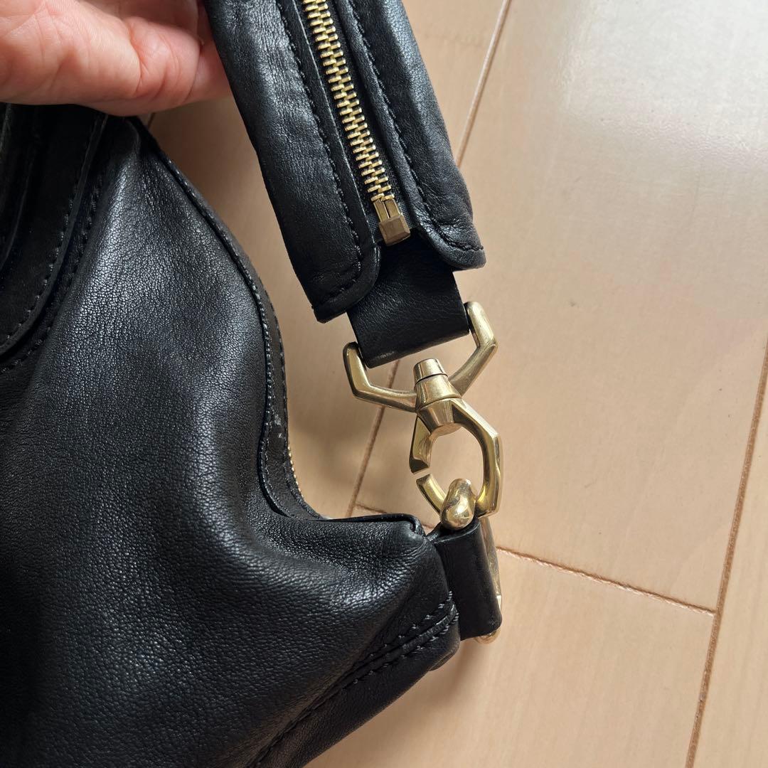 【goki】ブラックレザー 2wayショルダーバッグ