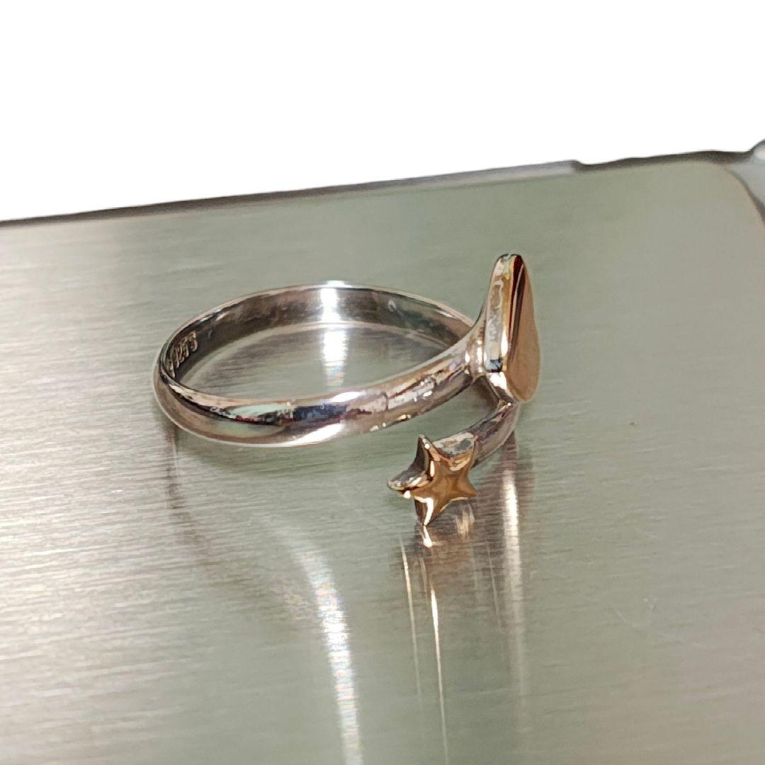 K18/925S刻印　スター/ハートリング　9号