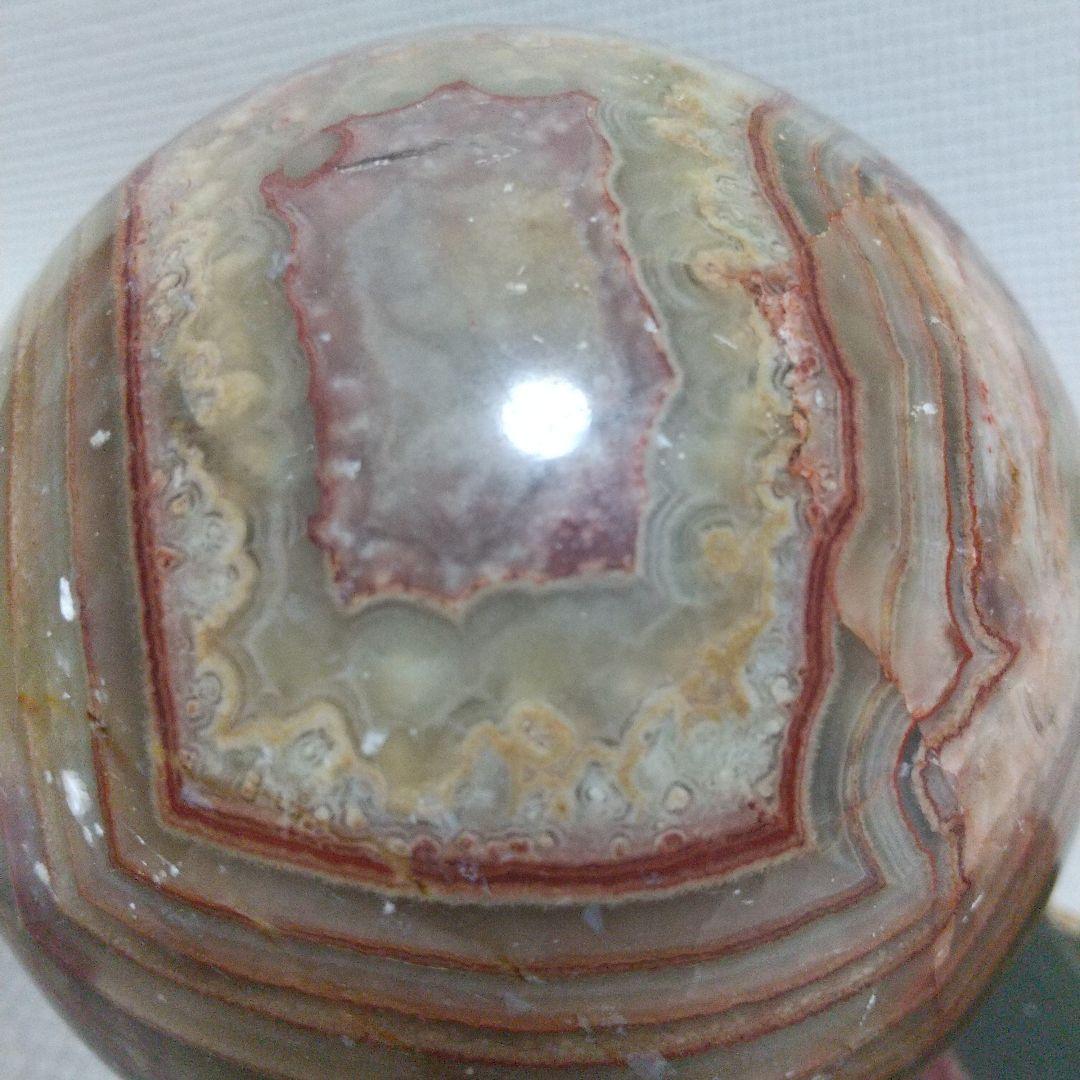 まるで惑星 4.2kg 碧玉? 赤/緑/黄の縞模様が美しい観賞石31cm