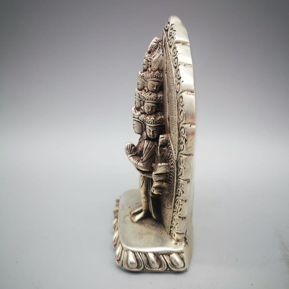 仏教美術銅鎏銀チベット密宗密教十一面千手観音立像