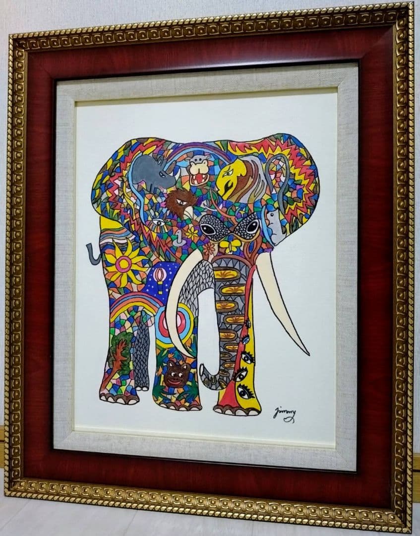 F6号】ジミー大西【アフリカ】手描き作品/サイン有/油彩/アクリル/絵画