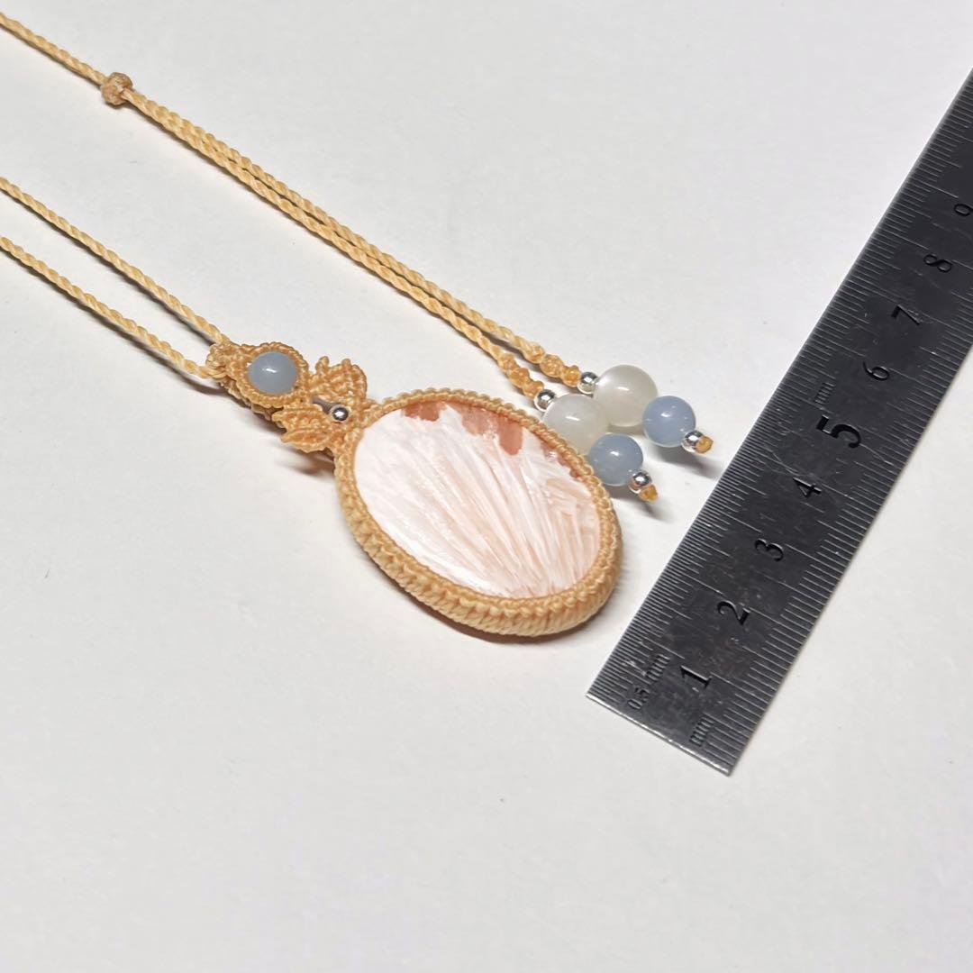 2116 ♡ピンクスコレサイト&ムーンストーン天然石♡マクラメネックレス