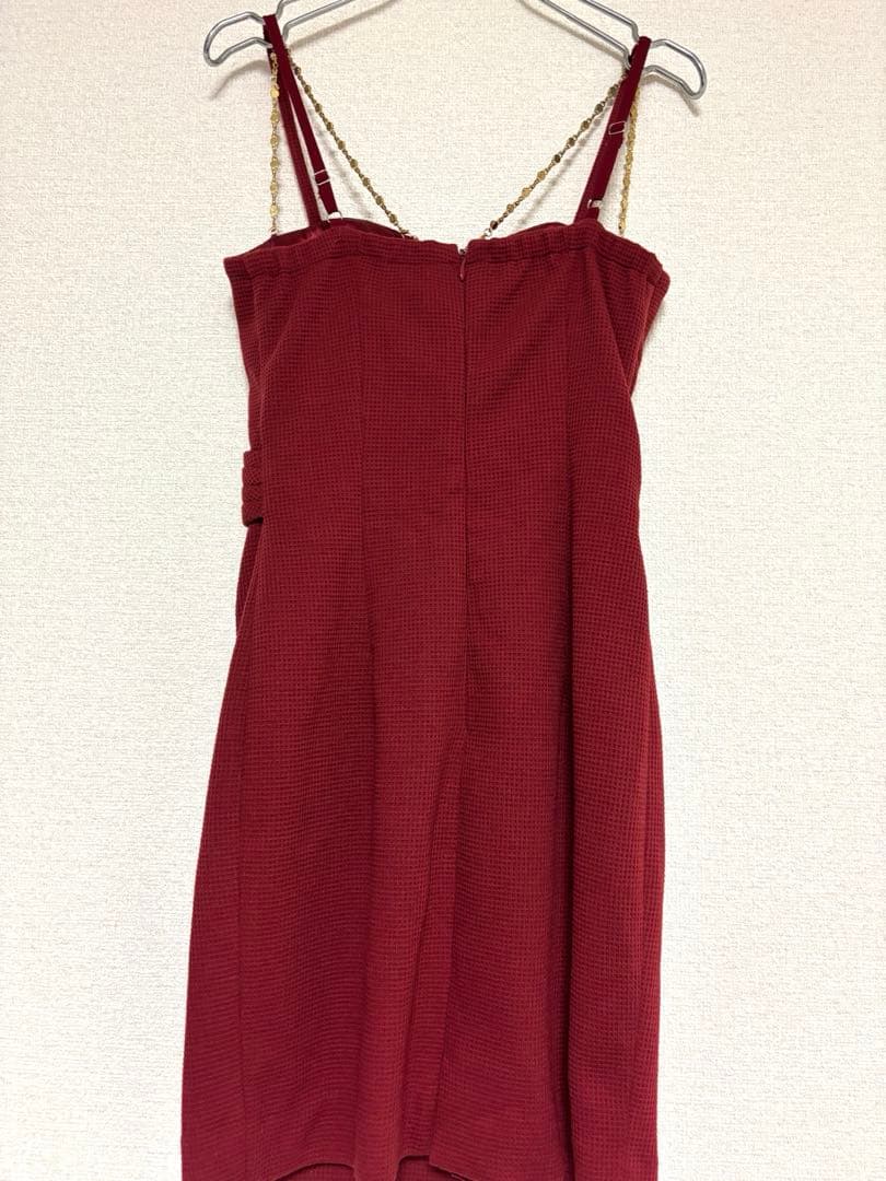 IRMAイルマ ビジューチェーン レッド ミニドレス キャバドレス