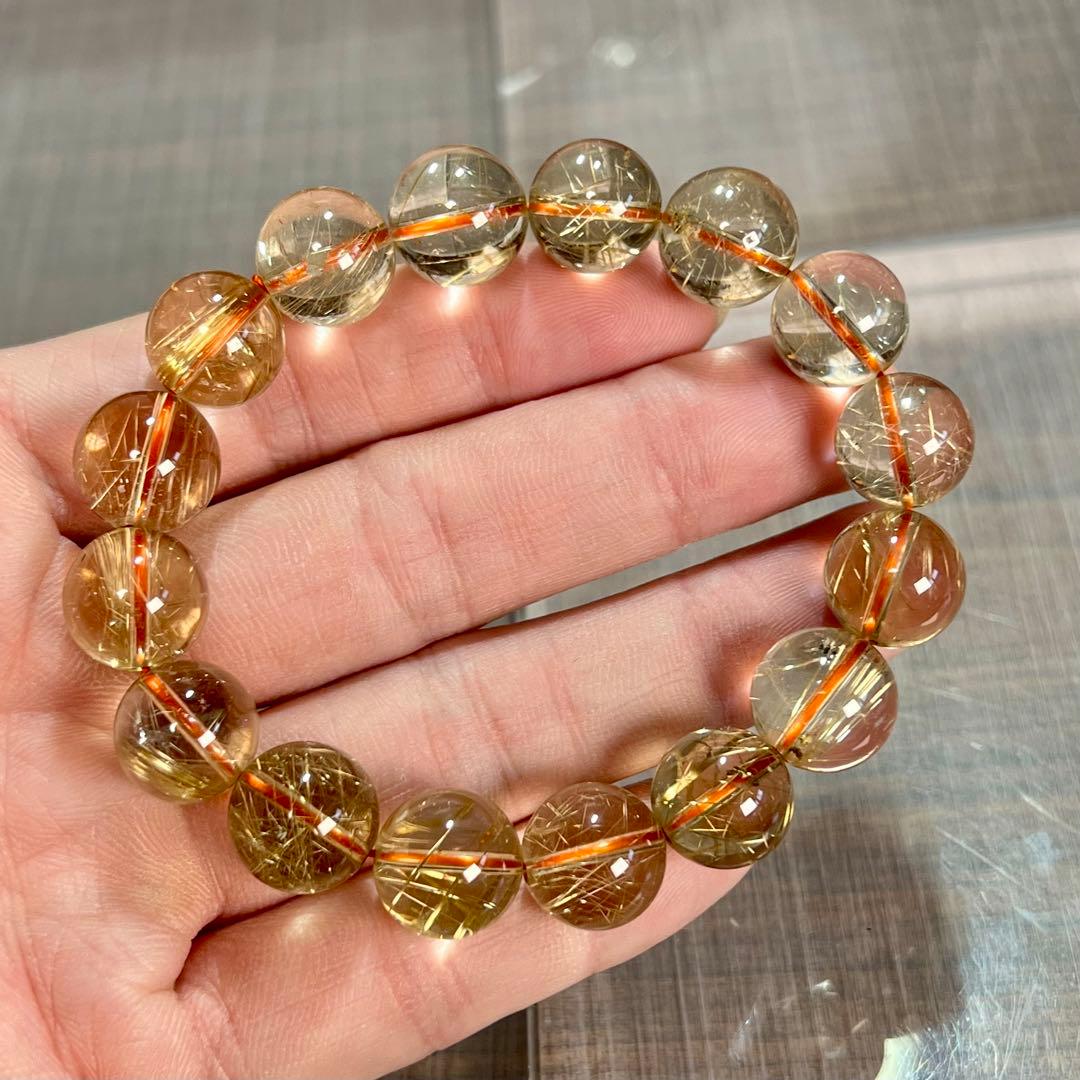 無着色の針　ゴールドルチルブレスレット　ルチルクォーツ　9-12