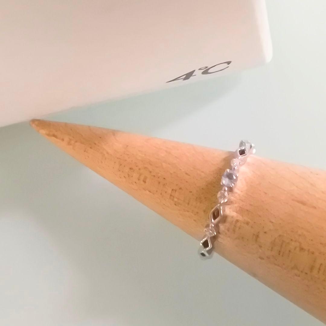 4℃　K10 WG　アクアマリン　ダイヤモンド　透かし　ピンキー　リング　1号