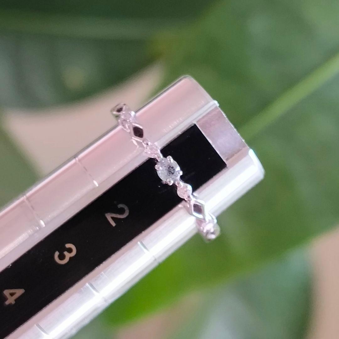 4℃　K10 WG　アクアマリン　ダイヤモンド　透かし　ピンキー　リング　1号