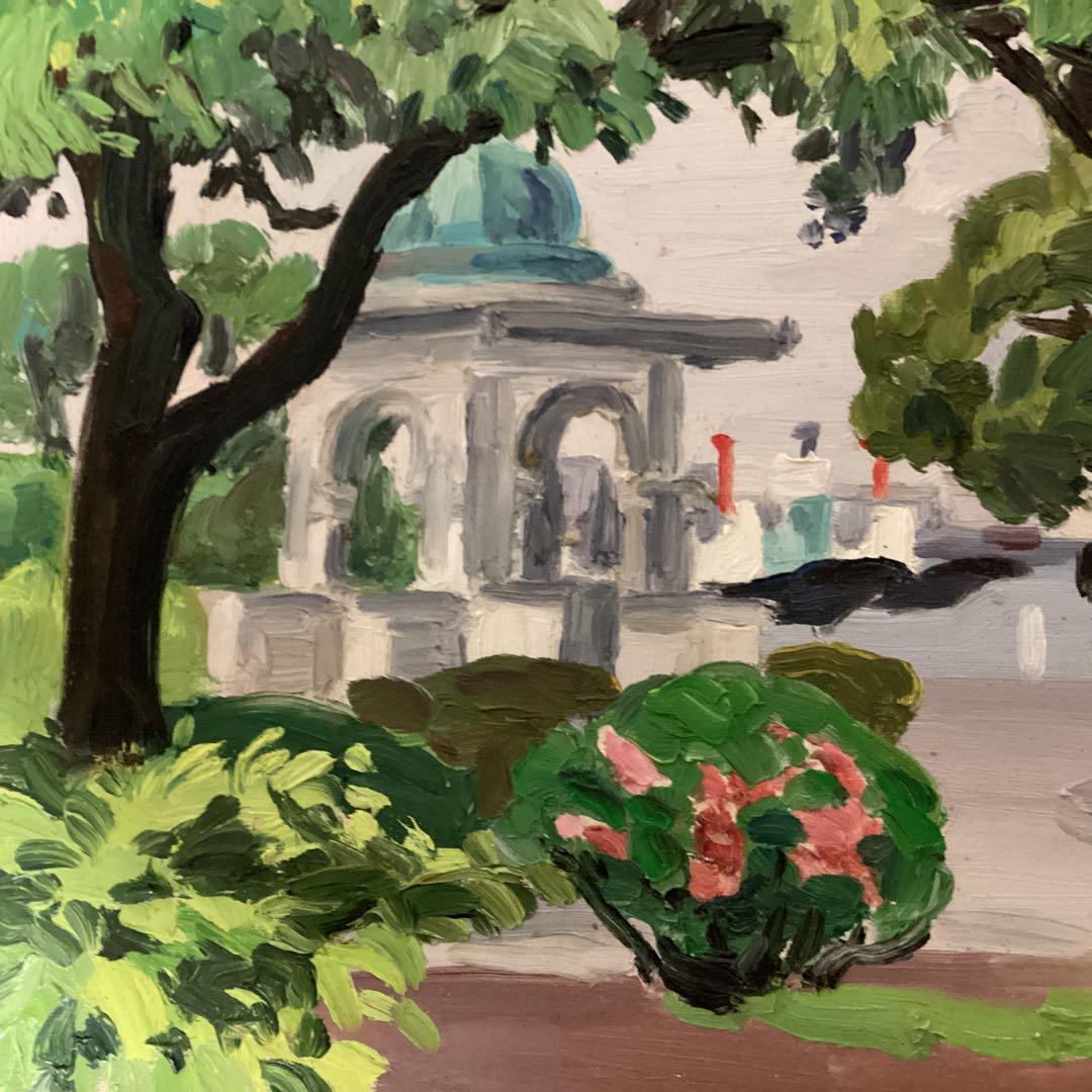 山下清　油彩画　風景画　肉筆　キャンバスのみ　サイン印譜有り寄贈作品　模写