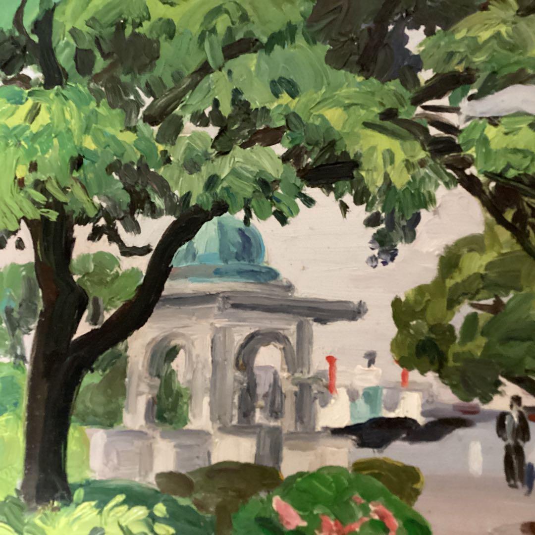 山下清　油彩画　風景画　肉筆　キャンバスのみ　サイン印譜有り寄贈作品　模写