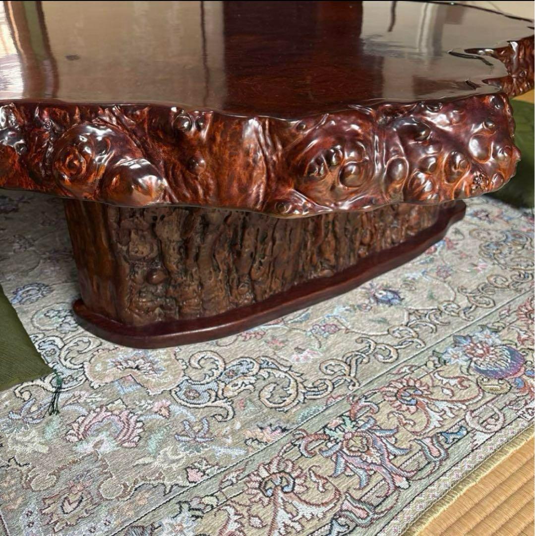 木製 不規則形座卓 大きめオーバルテーブル 極厚天板 オーバルテーブル