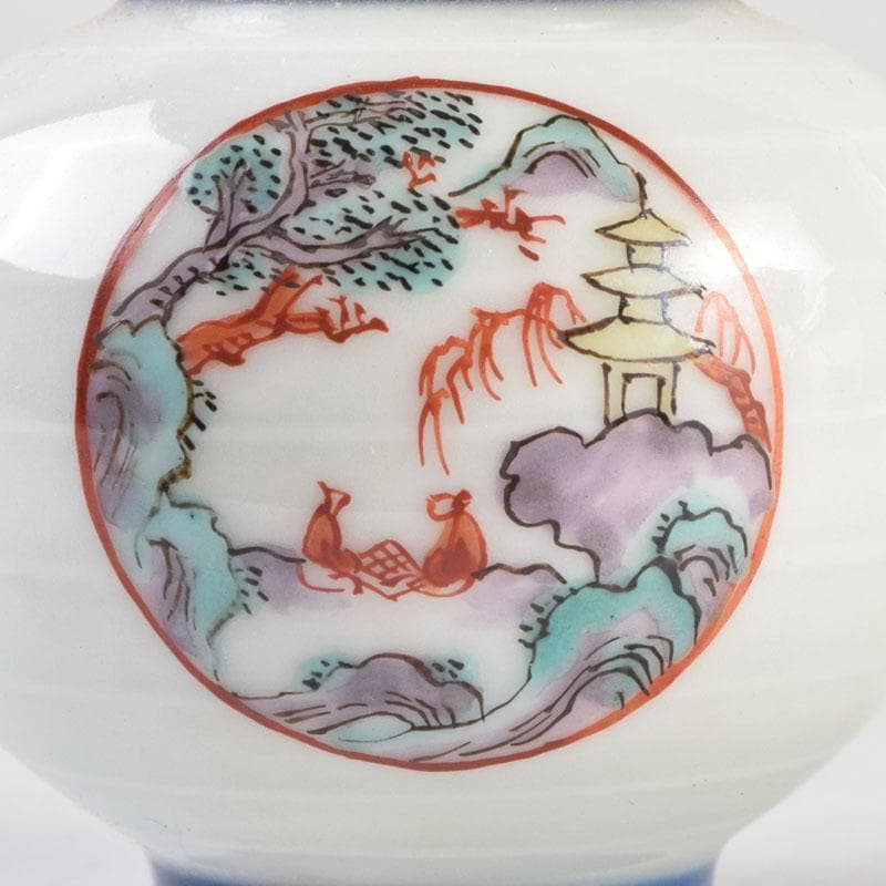 平安　丹祐造　色絵　山水人物文　水滴　共箱　V　8798