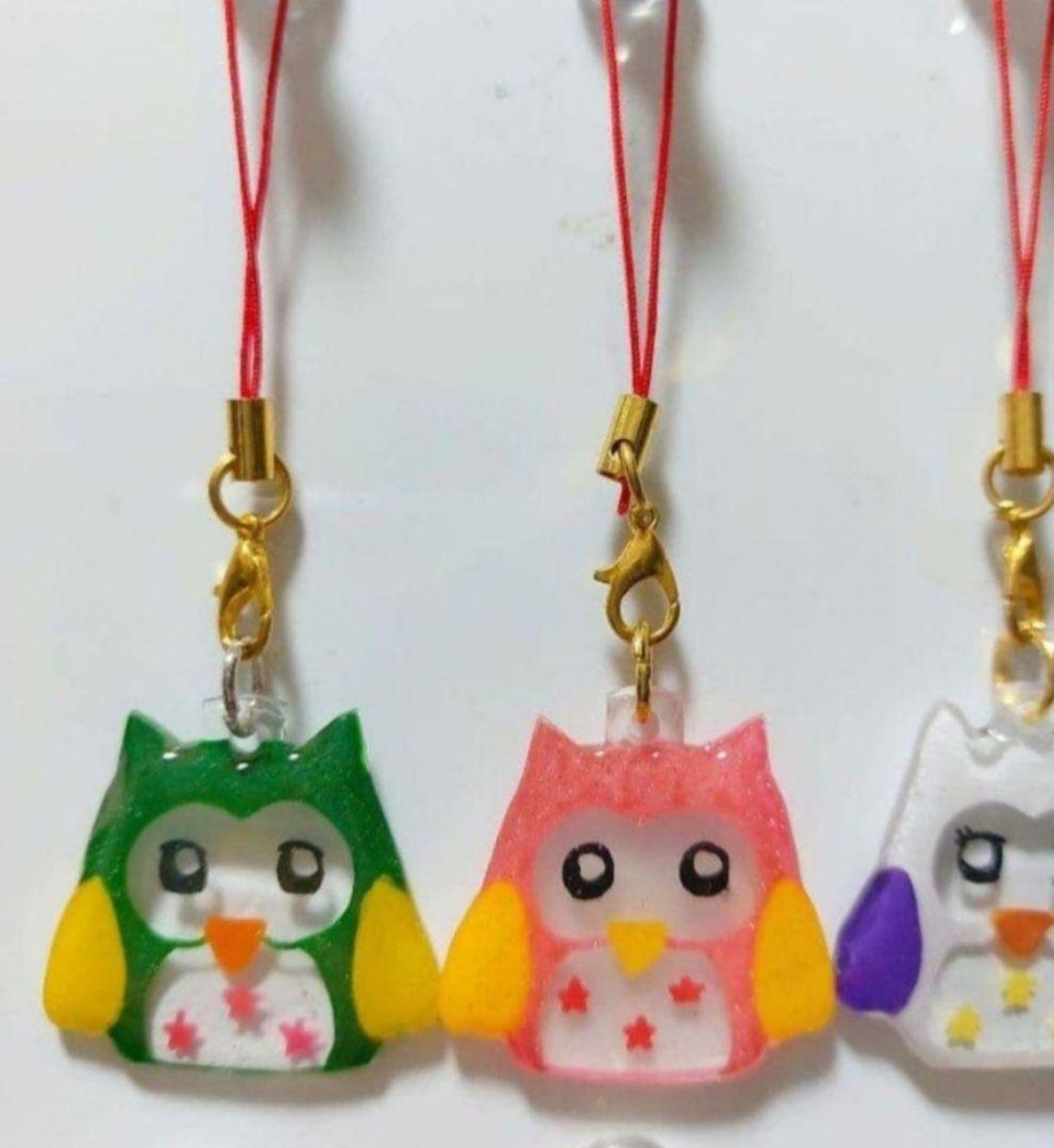 30個セットです⭐⭐ふくろうさん　レジン　ストラップ　カラフル　ハンドメイド