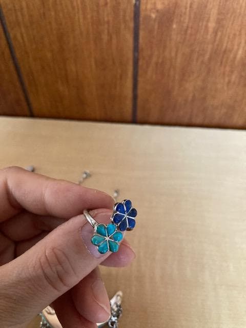 インディアンジュエリー シルバー リング バングル ネックレス インレイ