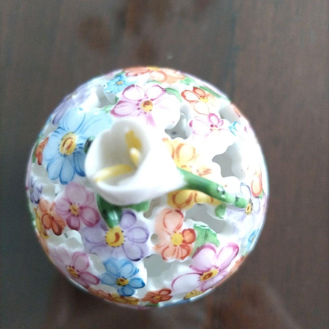 ヘレンド HEREND 花柄透かし彫り陶器ボックス ボンボニエール