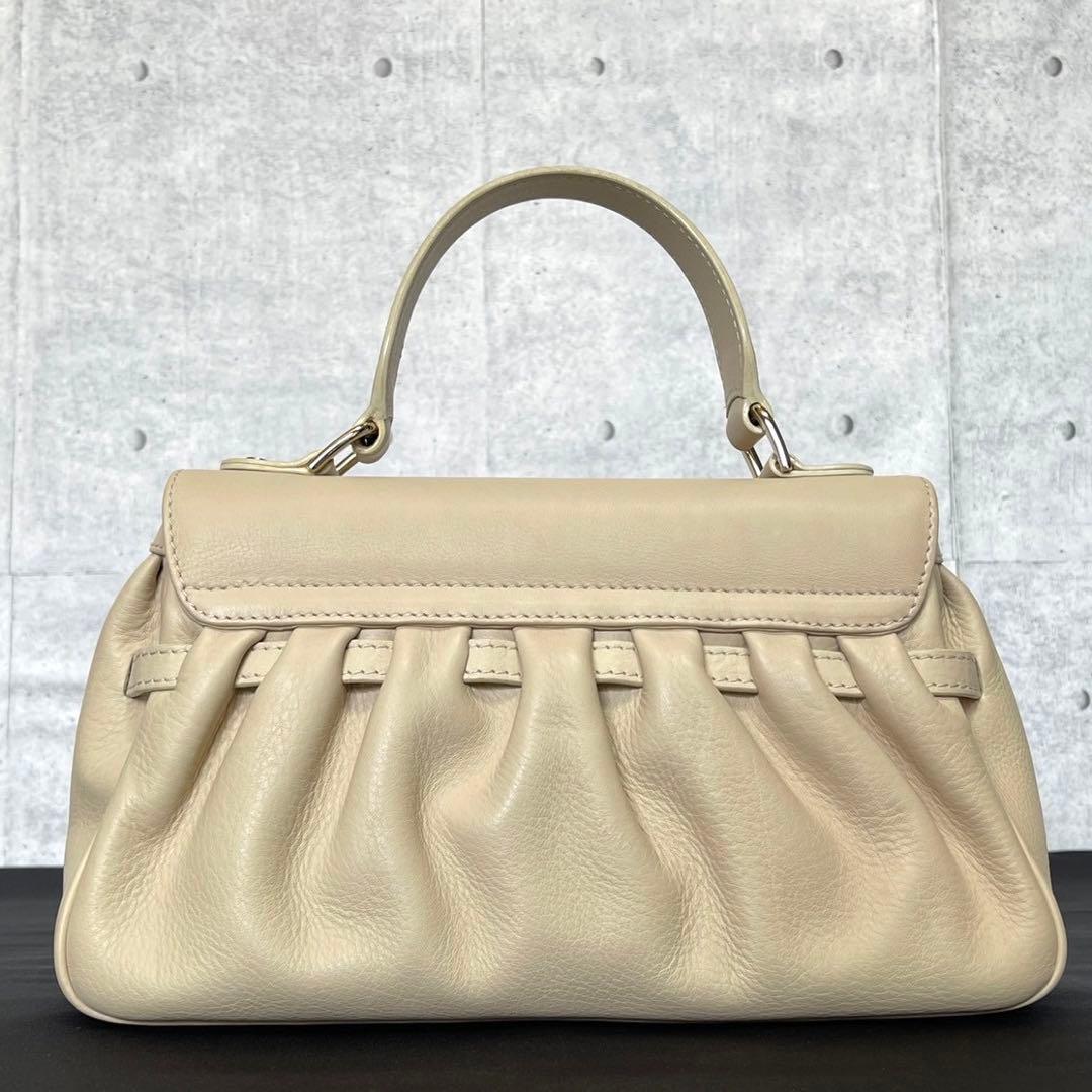 専用品WAKO ワコウ 銀座和光 レザー ベージュ トップハンドルバッグ