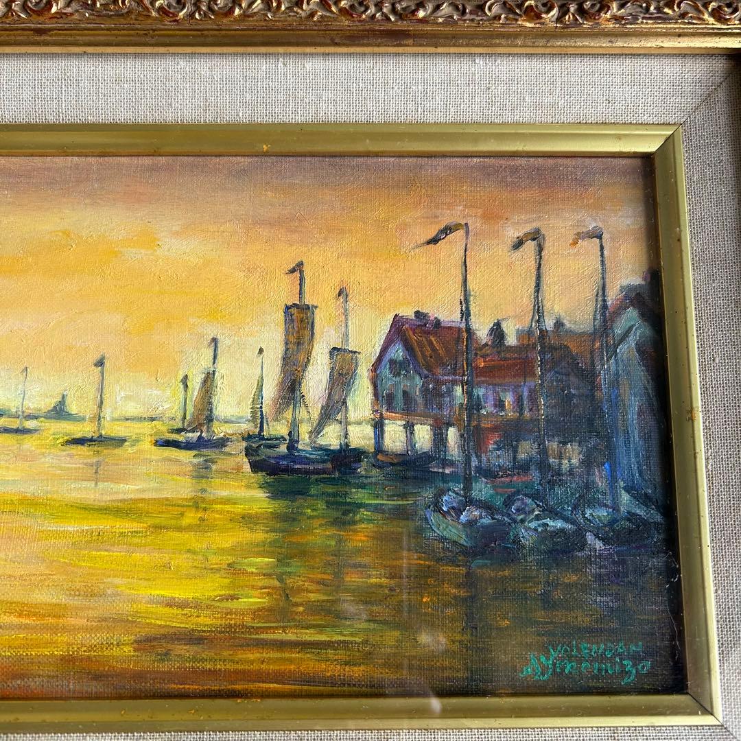 油彩画 Volendam 作家銘あり　額絵　美術品
