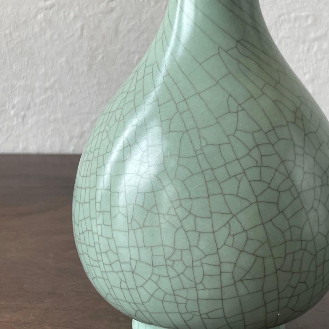 中島ブルーの傑作 人間国宝 中島宏 青磁 花入 共箱 花器 花瓶 壷 青瓷