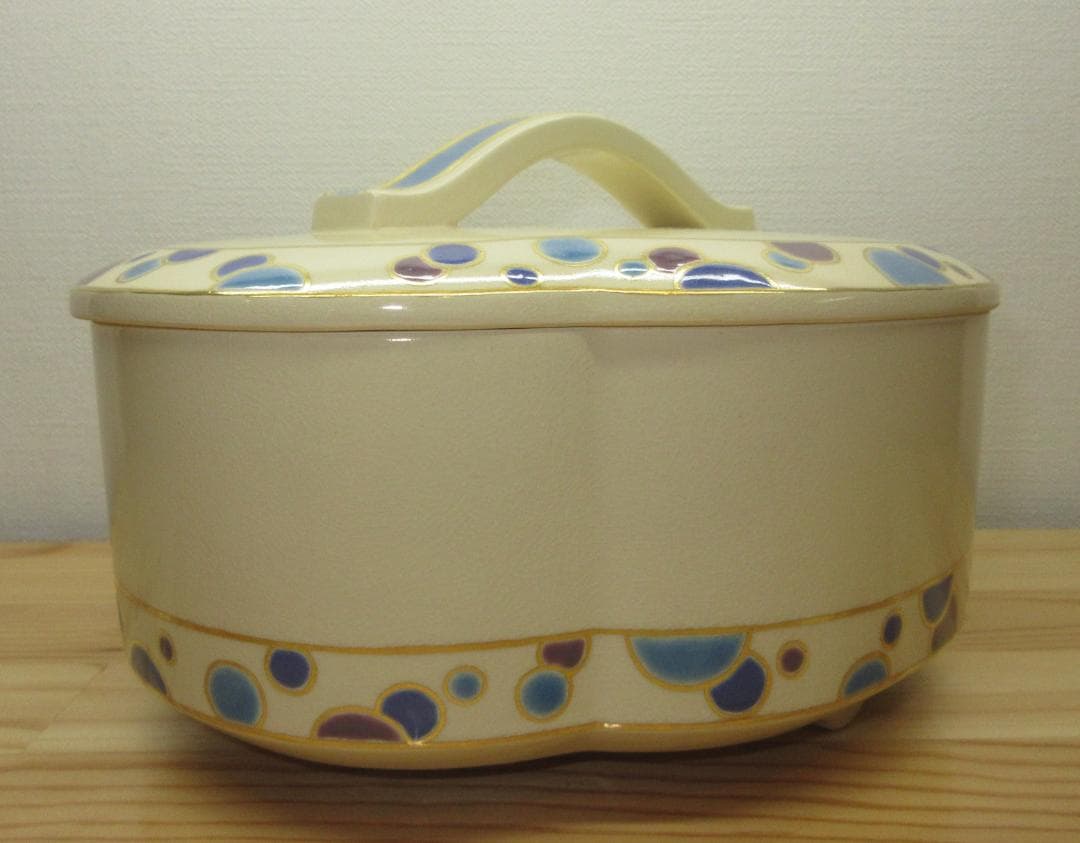 送料込【逢絢亭・新品】茶道具 食籠 喰篭 京焼 ツボツボの絵 手塚石雲 共箱入り