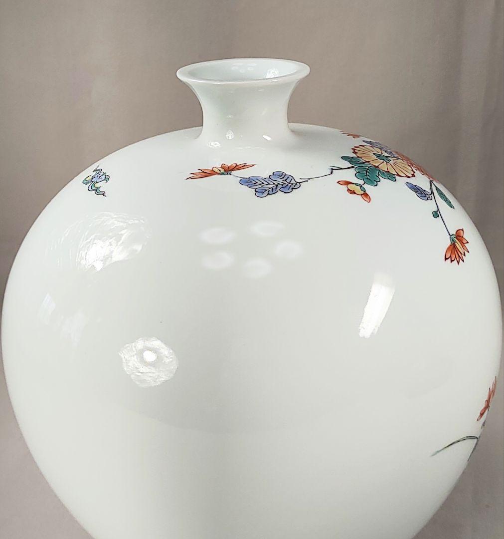 希少 重要無形文化財 中村清六作 有田焼 高麗庵清六窯 白磁錦絵 花鳥紋