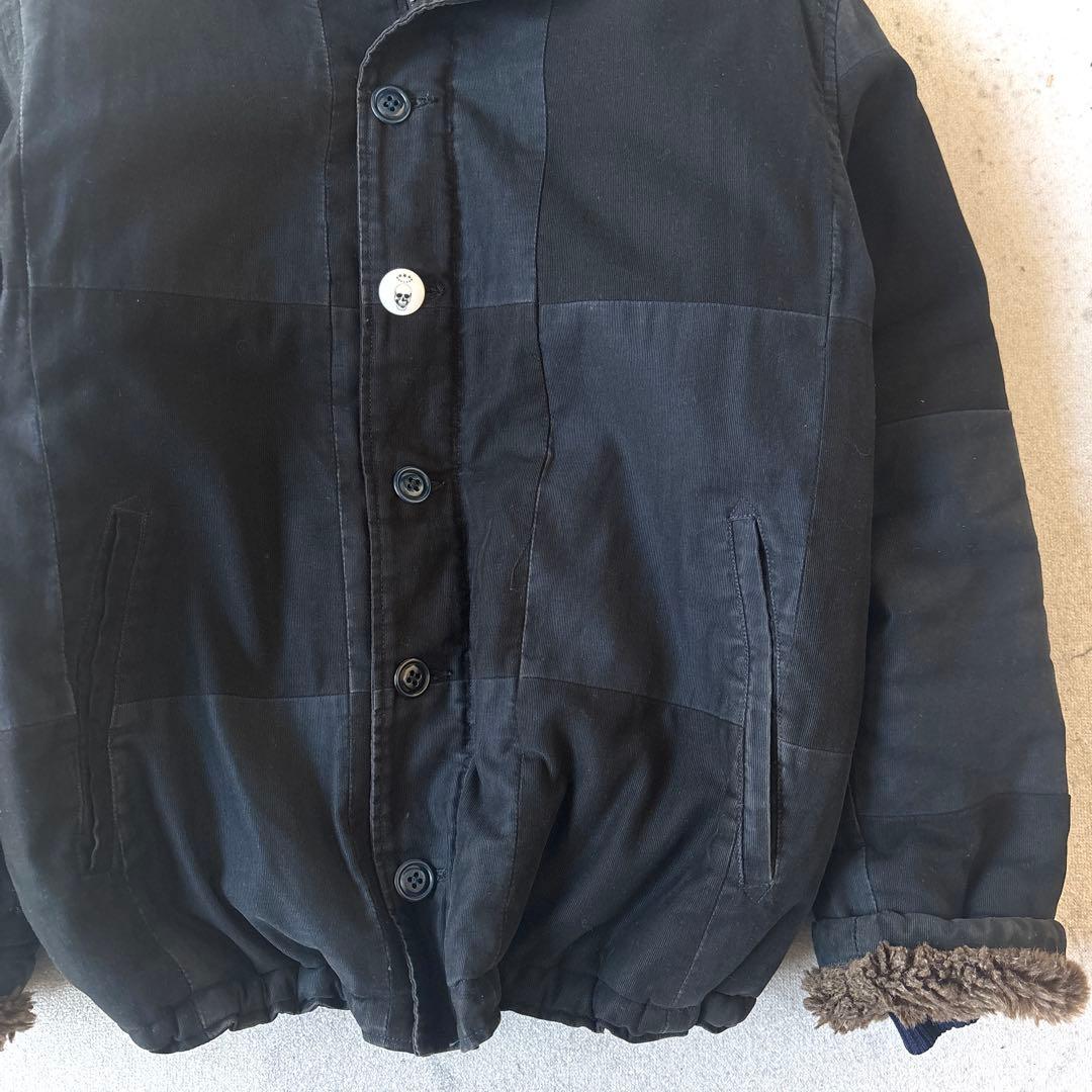 ネペンテス 日本製 裏ボア コットン パッチワーク 短丈 ジャケット 黒ブラック