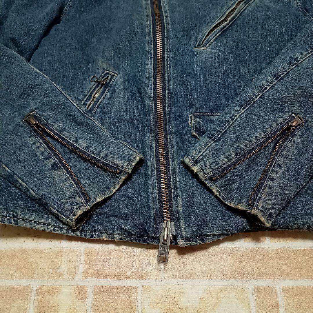 SCHOTT ショット デニム ライダースジャケット 古着 ダメージ加工