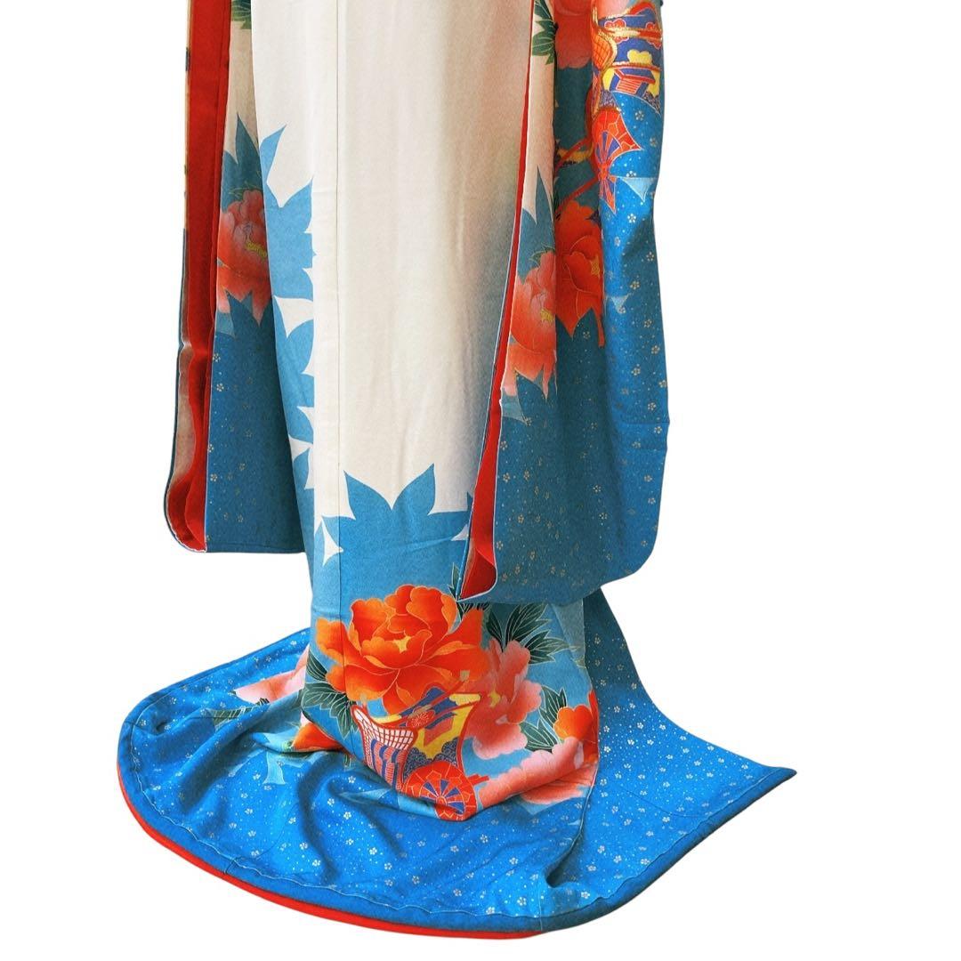 ◎mk-1386 引き振袖 お引きずり 婚礼衣装 金駒刺繍 10-7