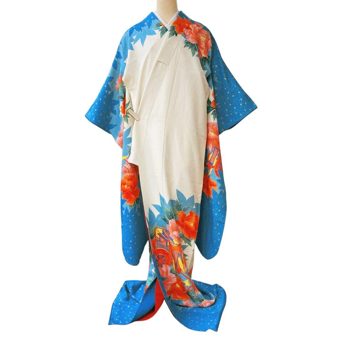 ◎mk-1386 引き振袖 お引きずり 婚礼衣装 金駒刺繍 10-7