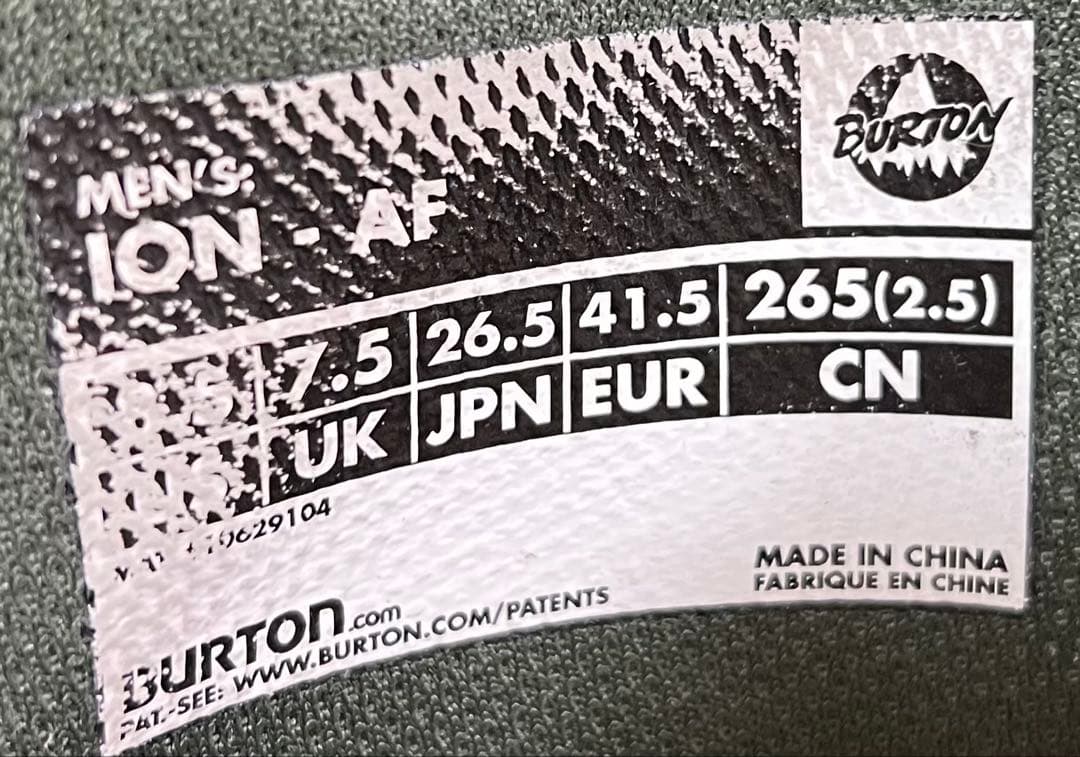 【即日発送】BURTON スノボブーツION-AF イオンエーエフ 26.5cm