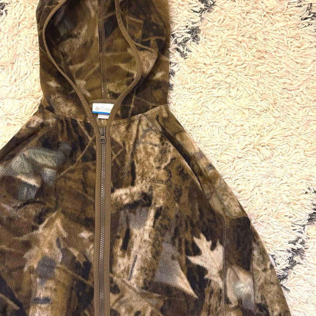【y2k】Columbia フリース ダブルジップパーカー カモ柄　リアルツリー