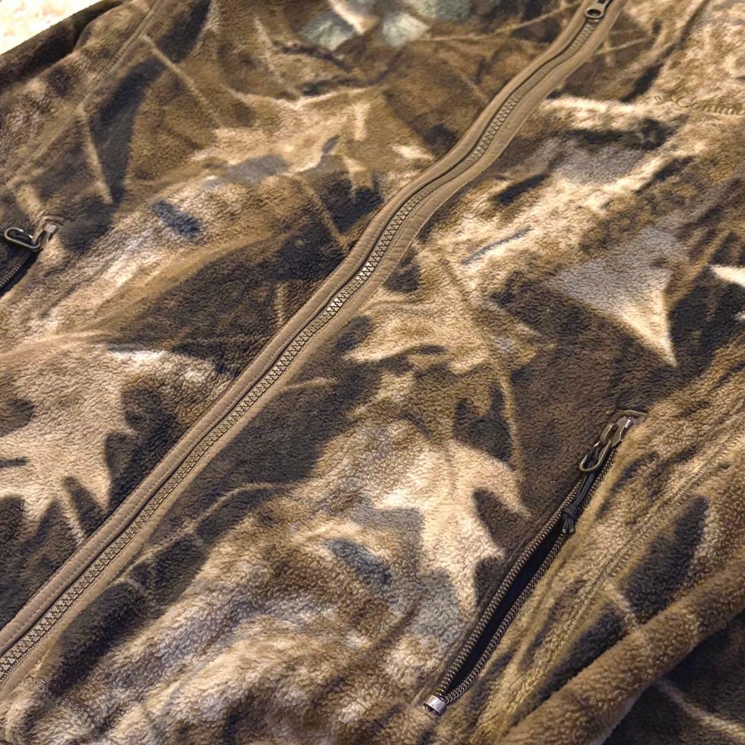 【y2k】Columbia フリース ダブルジップパーカー カモ柄　リアルツリー