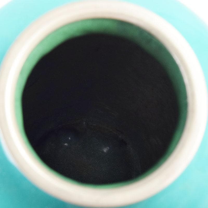 七宝焼 青釉 花文 花瓶 V 8999