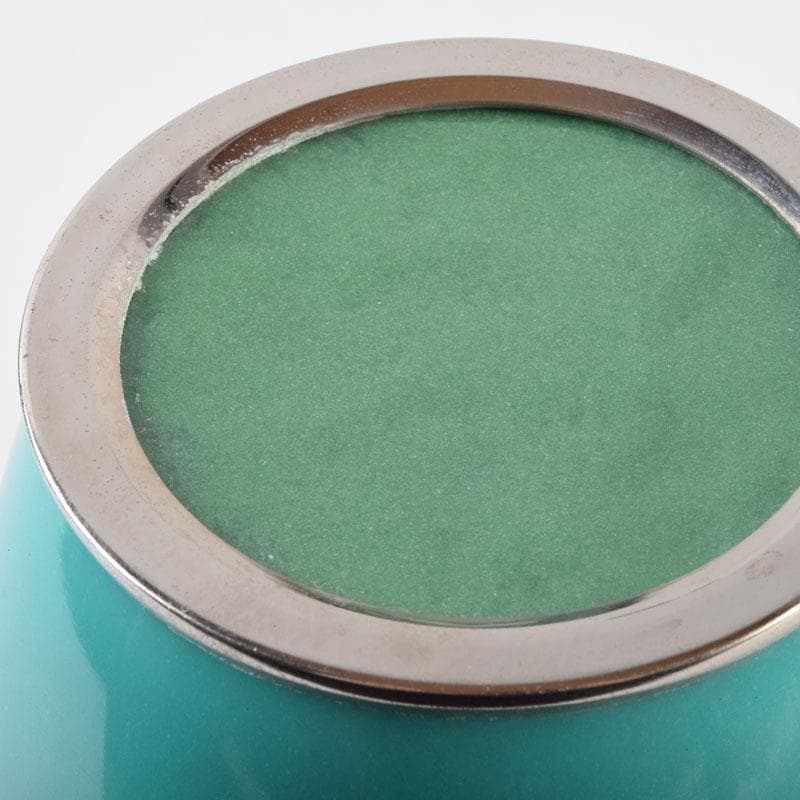 七宝焼 青釉 花文 花瓶 V 8999