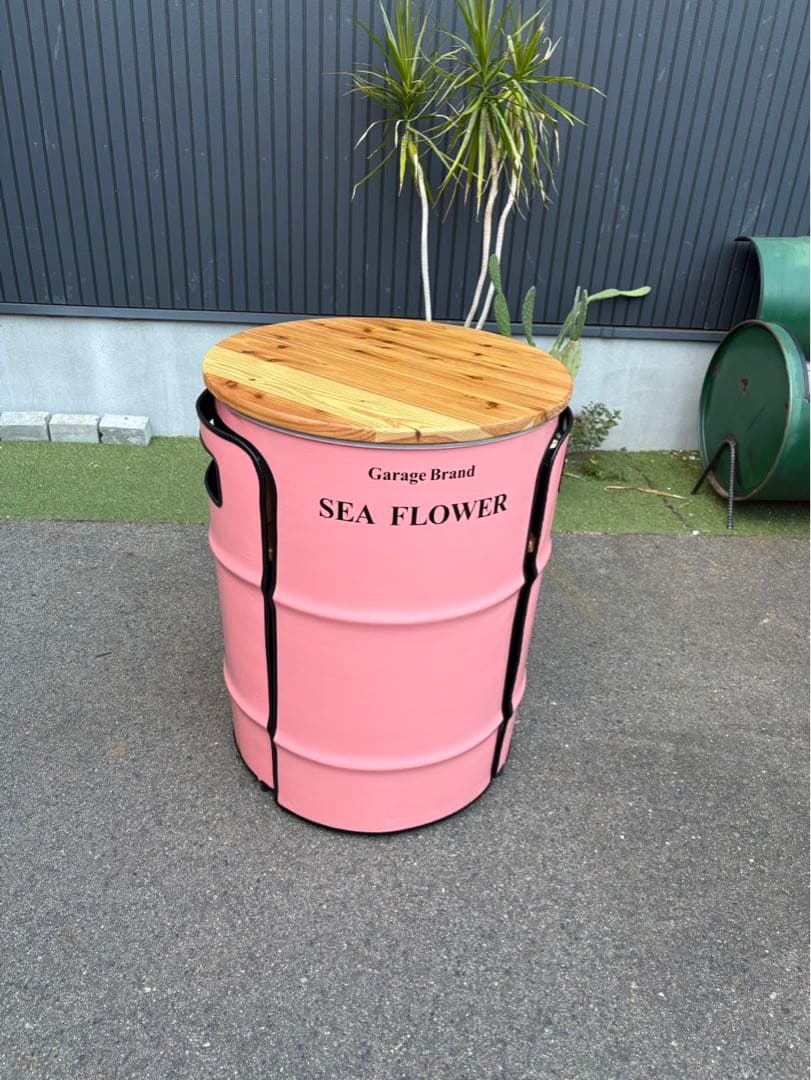 ドラム缶リメイクテーブルセット 無垢材仕様 セール アウト