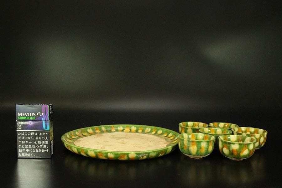 中国美術 唐三彩 盃 盤 揃 有名陶芸家所蔵(HA501)