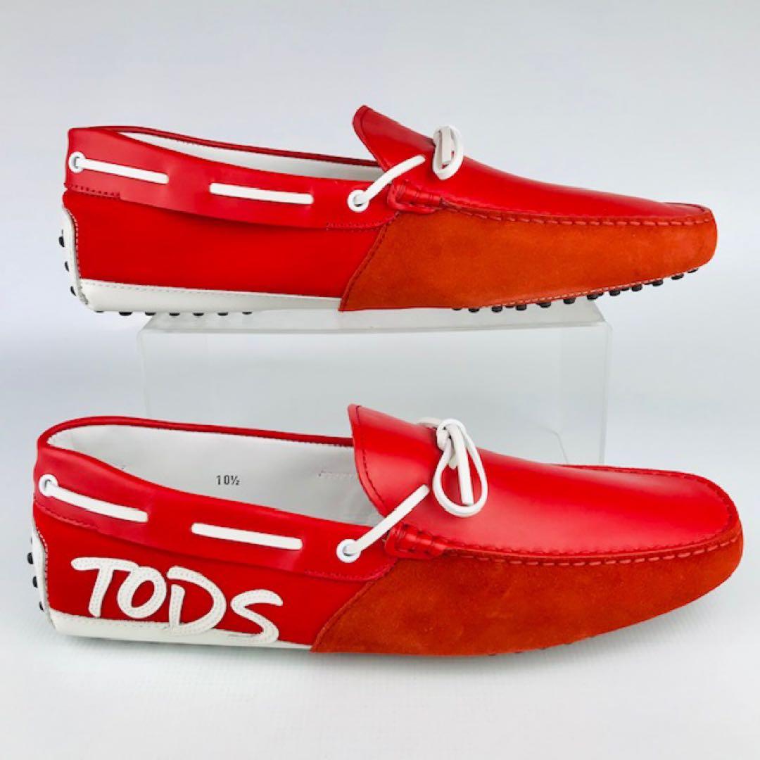 新品未使用★TOD'S・レザー切替 サイドロゴ ドライビングシューズ(10.5)