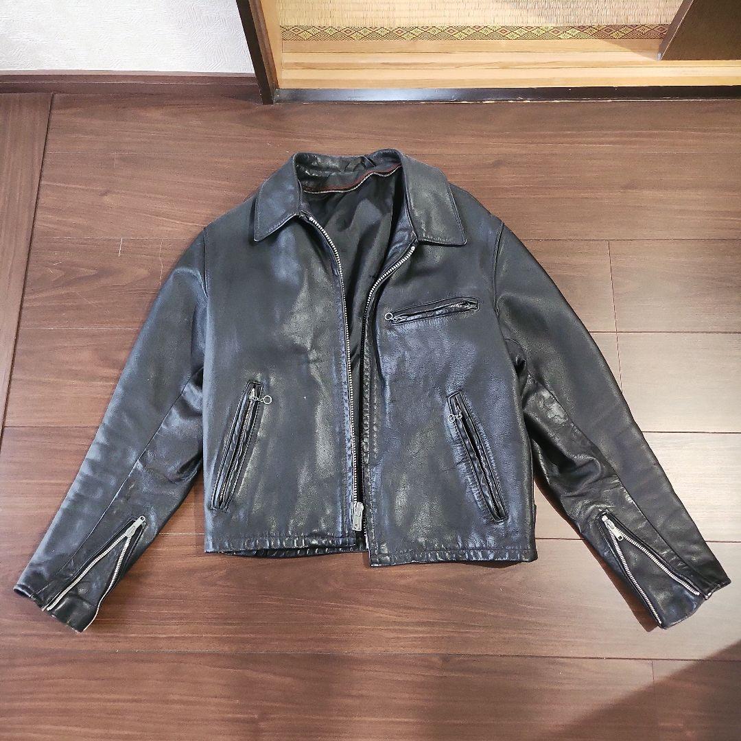 黒 レザー シングルライダースジャケット 38 Weather proofed Leather】レザーシングルライダースジャケ(505432261