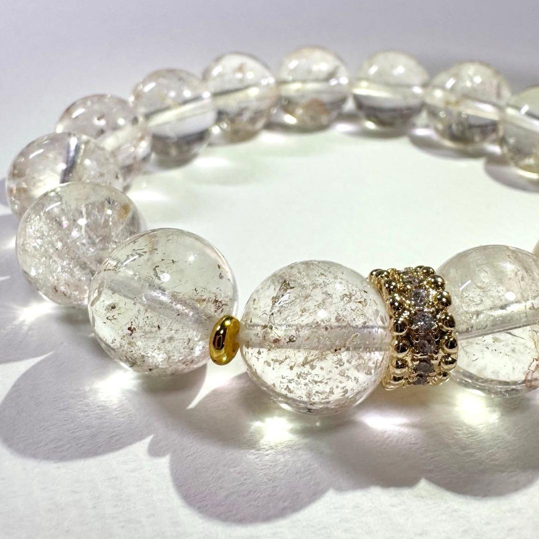 【ピンクアイリス ヒマラヤ水晶】マニカランの神秘的な輝き 天然石 ブレスレット