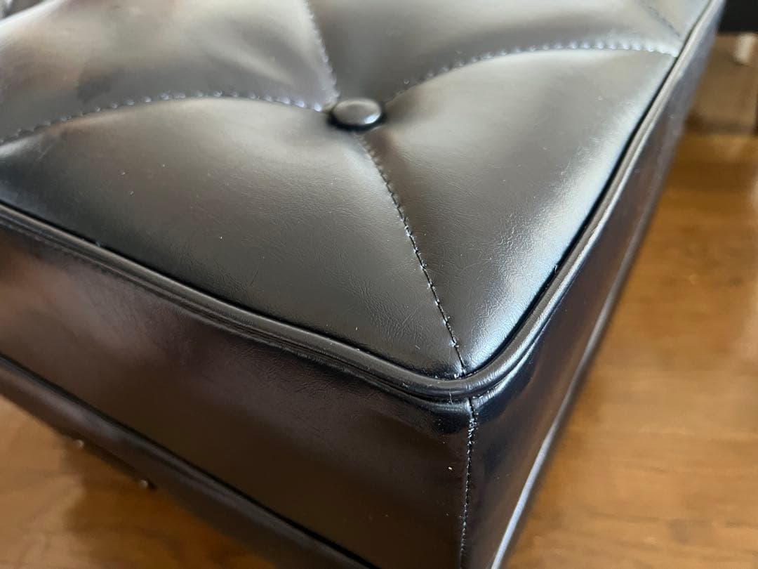 【muhi】カリモク オットマン レザー調　黒