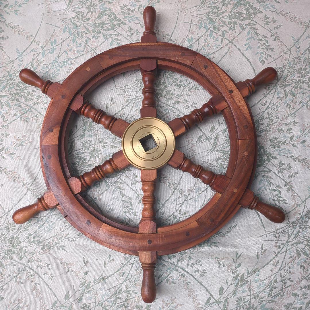 木製 舵輪 直径約60cm