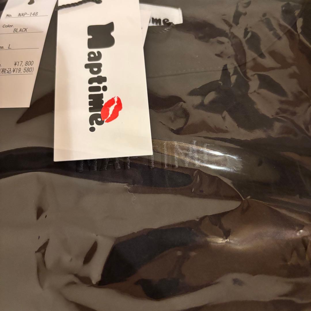 Lサイズ ◇刺繍半袖プルオーバーSHIRTS-BLACK