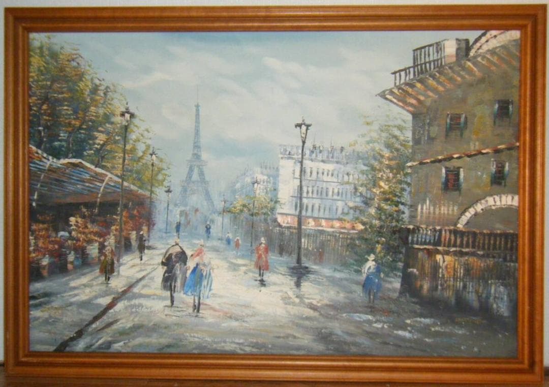 真作】絵画作者不詳サイン有油彩SM風景画逸品S161