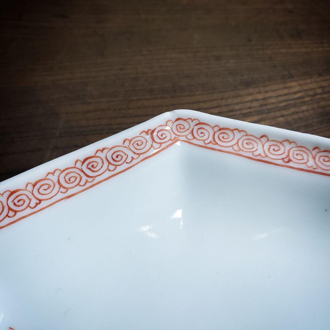 八角形 変形皿 無花果 色絵付 染付 中国童 柿右衛門様式 古伊万里 ロ号