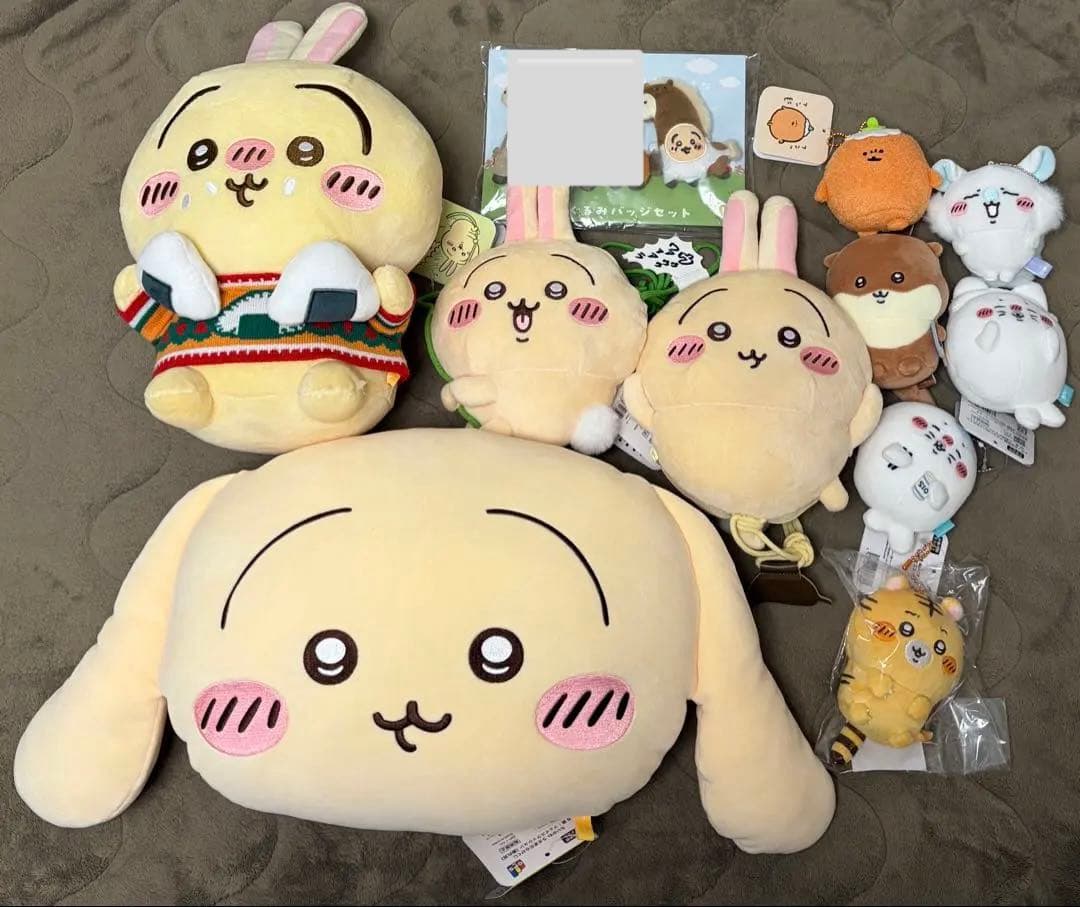 ちいかわ ナガノキャラクター ぬいぐるみ マスコット お顔バッジ うさぎ セット
