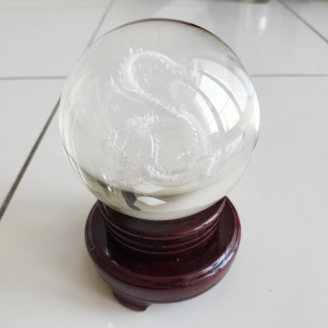 レーザーで彫られた龍の丸珠[tKEL]10cm 特大サイズ☆当店人気