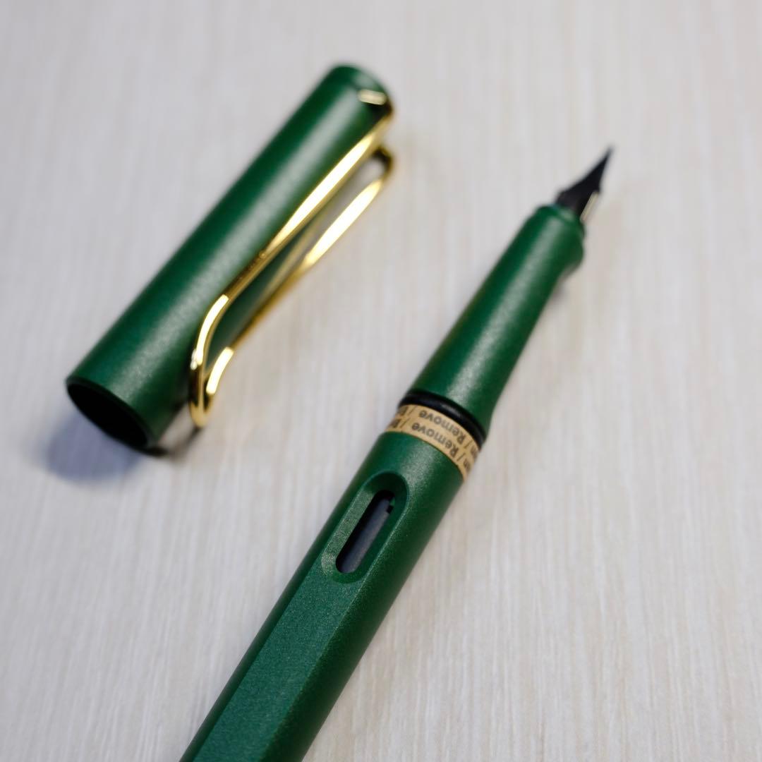 ラミー サファリ 限定 フィールドグリーン ゴールドクリップ 万年筆　漢字ニブ