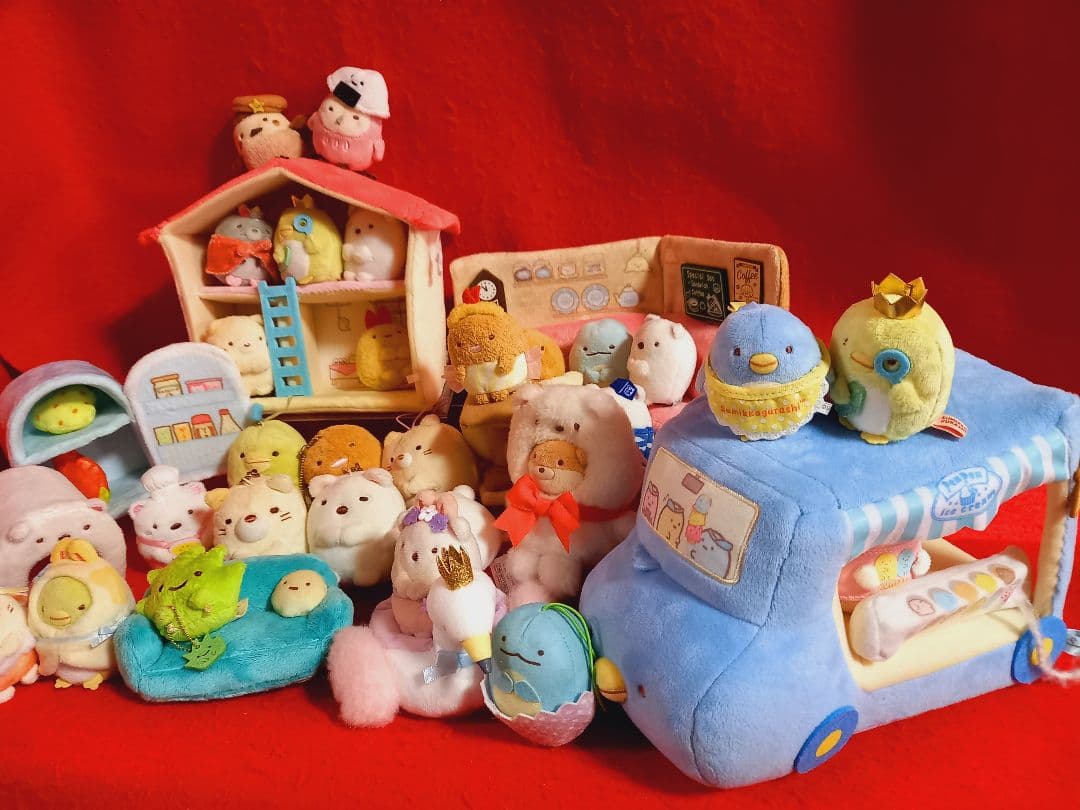 すみっコぐらし ］てのりぬいぐるみ ハウス 車 まとめセット 現状