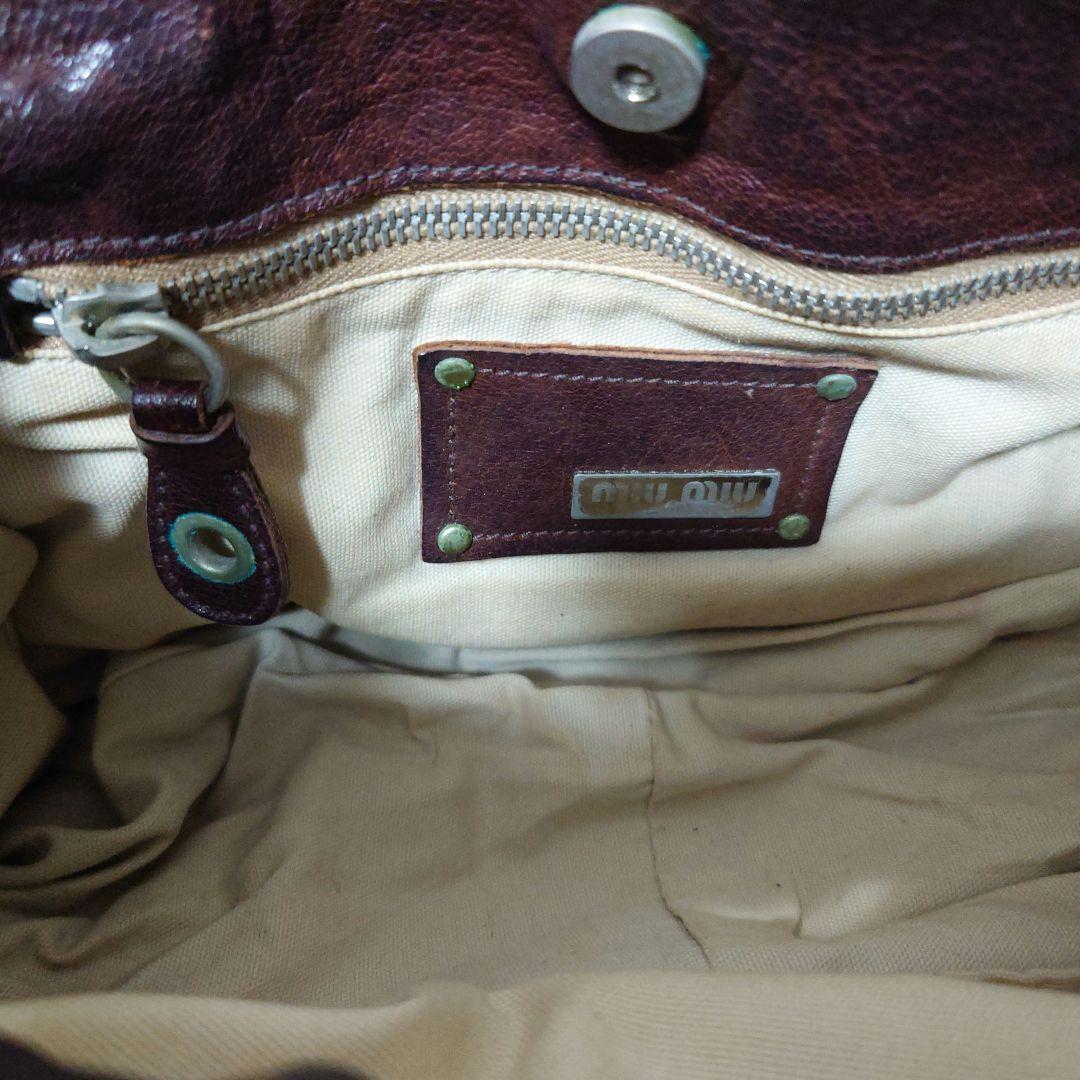 レア品☆miu miu☆ブラウンレザー ショルダーバッグ　フラワーチャーム