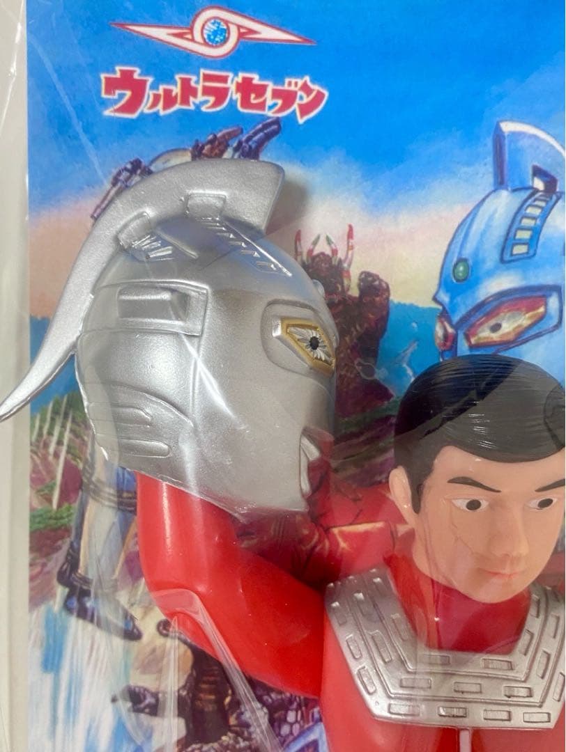 【未開封】ブルマァク　マスク取れ　ウルトラセブン大　ソフビ　シルバー　29cm