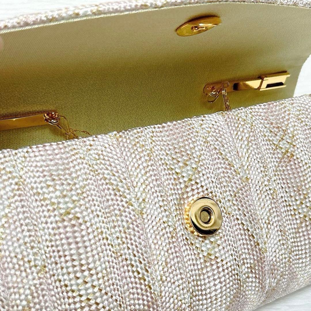 白梅謹製　和装バッグ　クラッチバッグ　フォーマル　組紐　絹　金糸　ピンク　未使用