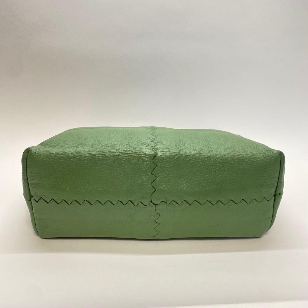 ボッテガヴェネタ グリーン ワンショルダーバッグ 編み込みハンドル
