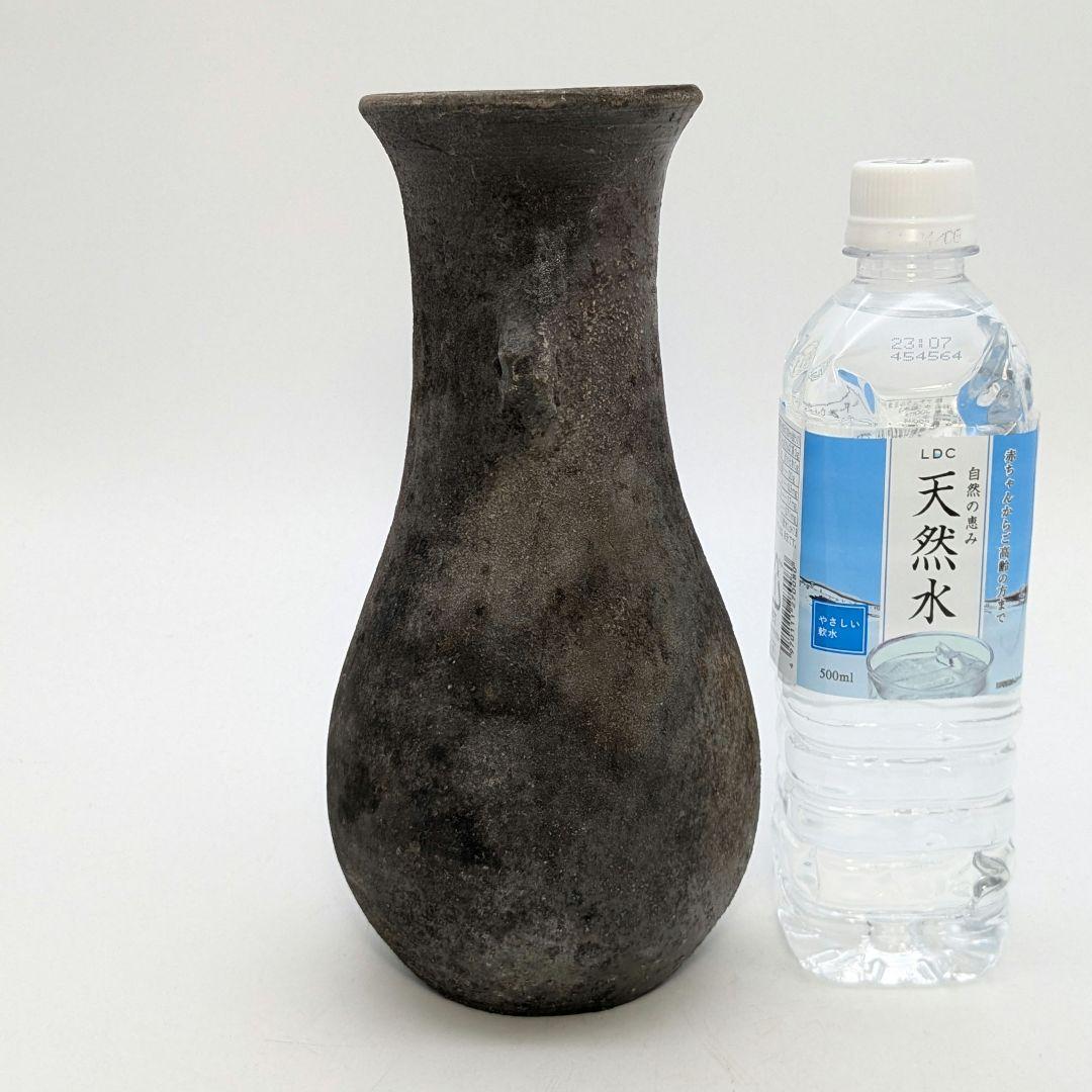 岡山県重要無形文化財 山本出 備前焼 耳付花入 備前須恵 花瓶